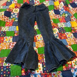 EARTHBOUND Dark Blue Knit Boho Flare Jeans